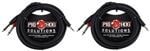 Pig Hog Solutions 35mm to Dual Quarter Inch Stereo Breakout Cable 10ft 2 Pak Front View
